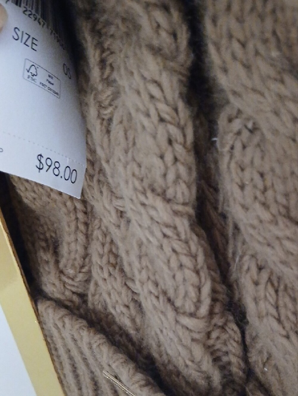 Michael Kors Cable Knit Hat & Scarf Set - Camel Brown - Picture 2 of 2